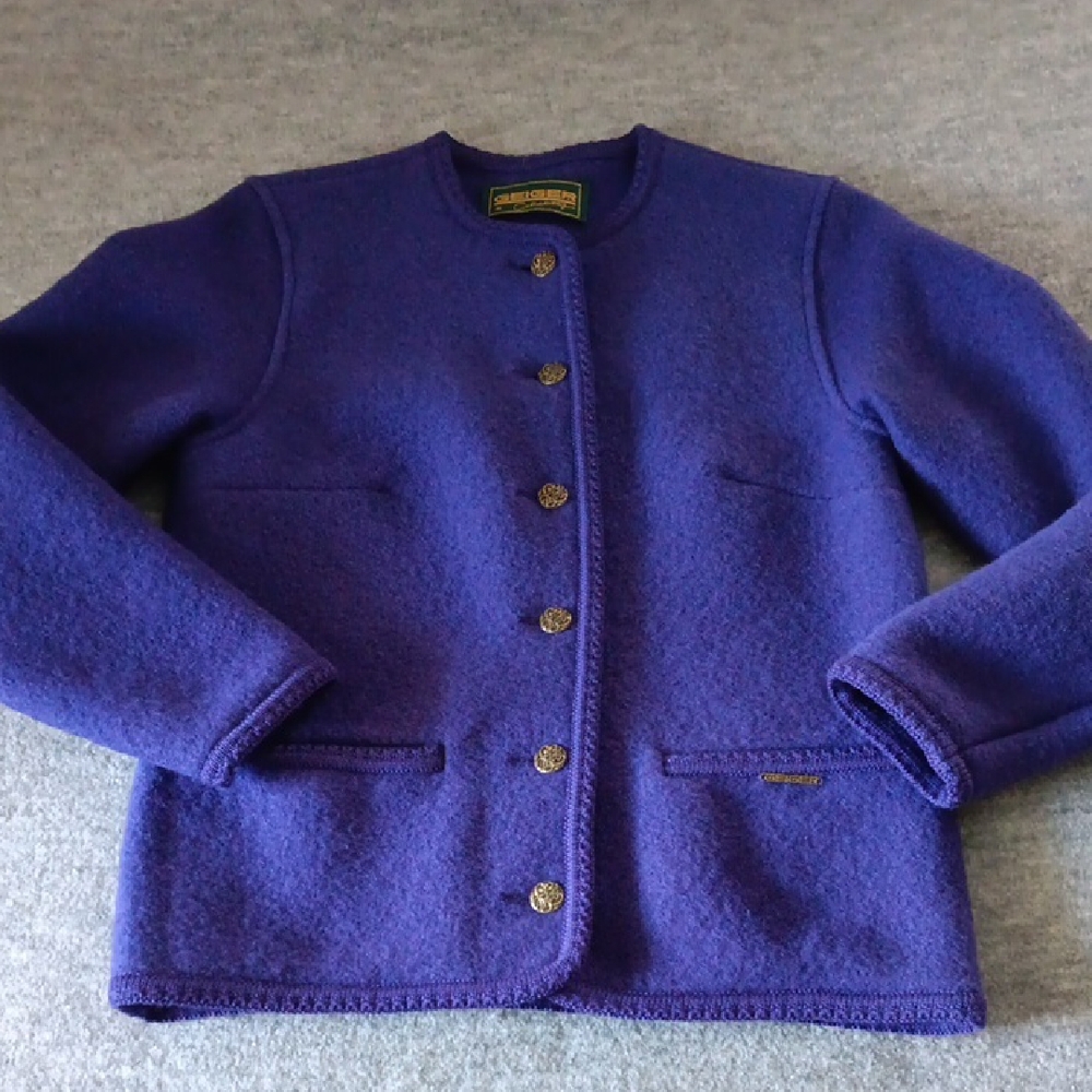 Vintage GEIGER Boiled Wool Jacket With Floral Buttons